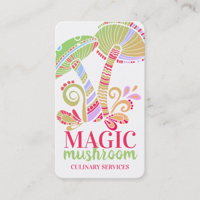 Tarjeta De Visita Cocina gastronómica elaborada con hongos Groovy (Anverso)