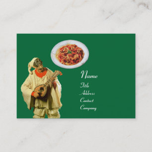 Tarjeta De Visita COCINA ITALIANA DE SPAGHETTI Y MANDOLÍN, verde neg