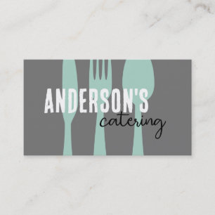 Tarjeta De Visita cocina moderna gris y personalizado verde azulado