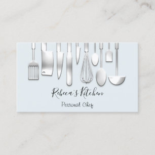 Tarjeta De Visita Cocina Personal Chef Restaurant Blue Catering