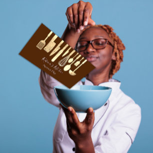 Tarjeta De Visita Cocina Personal Chef Restaurant Catering Brown