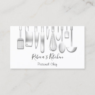 Tarjeta De Visita Cocina Personal Chef Restaurant Catering White