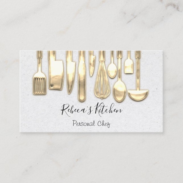 Tarjeta De Visita Cocina Personal Chef Restaurant Cuchillo culinario (Anverso)