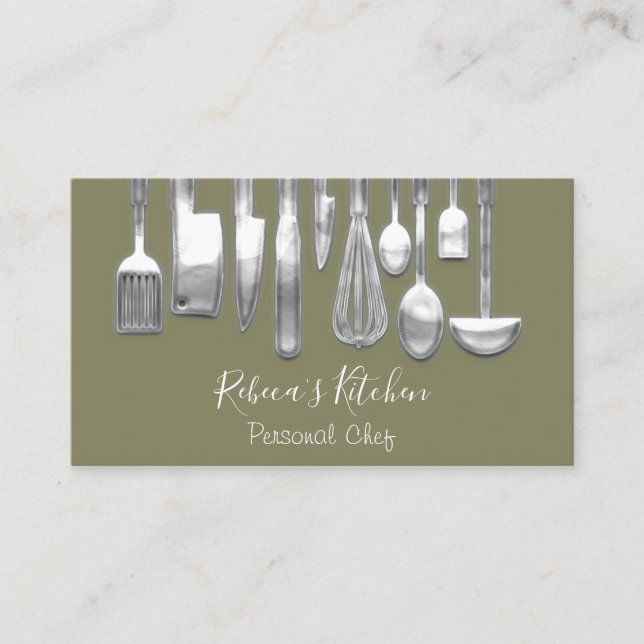 Tarjeta De Visita Cocina Personal Chef Restaurant Cultivo Verde (Anverso)