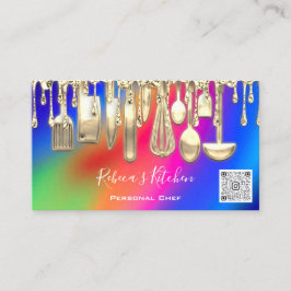 Tarjeta De Visita Cocina Personal Chef Restaurant Drip QR Code