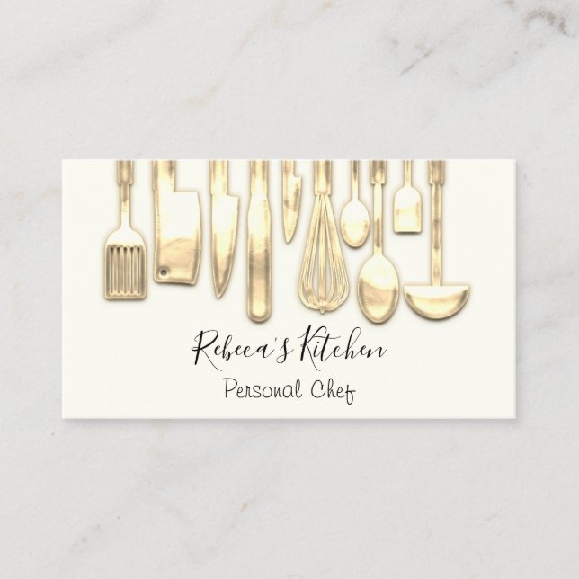 Tarjeta De Visita Cocina Personal Chef Restaurant Elegantes Cuchillo (Anverso)
