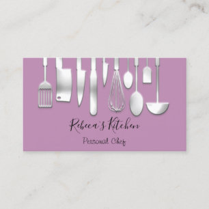Tarjeta De Visita Cocina Personal Chef Restaurant Purple