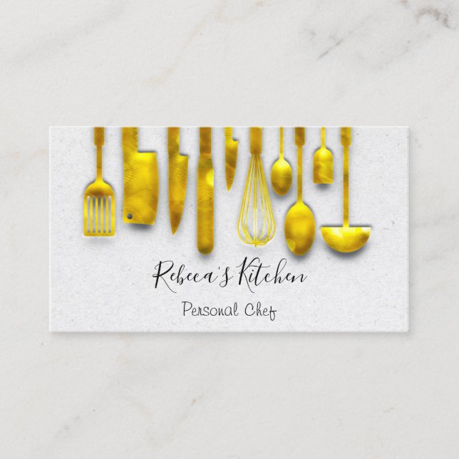 Tarjeta De Visita Cocina Personal Chef Restaurant Restauración 3D Go (Anverso)