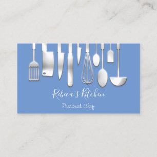 Tarjeta De Visita Cocina Personal Chef Restaurant Restauración Azul