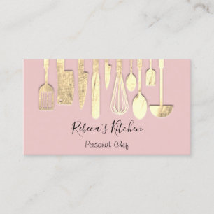 Tarjeta De Visita Cocina Personal Chef Restaurant Restauración Gold