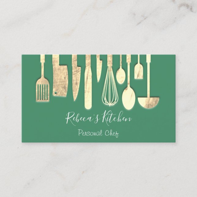 Tarjeta De Visita Cocina Personal Chef Restaurant Restauración Green (Anverso)