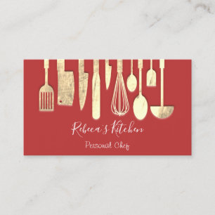 Tarjeta De Visita Cocina Personal Chef Restaurant Restauración Oro
