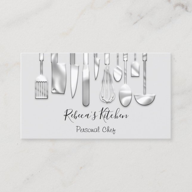 Tarjeta De Visita Cocina Personal Chef Restaurant Restauración Plata (Anverso)