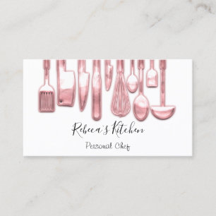 Tarjeta De Visita Cocina Personal Chef Restaurant Rosa