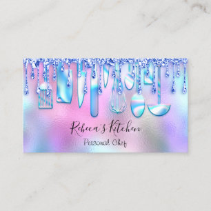 Tarjeta De Visita Cocina personal de cocina de chef abraza rosa azul
