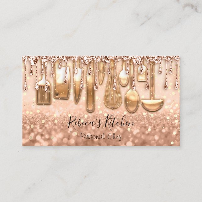 Tarjeta De Visita Cocina personal Rosa Confetti (Anverso)