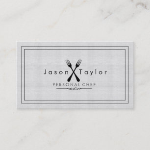 Tarjeta De Visita Cocina Retro Gray Chef de horquilla negra cruzada