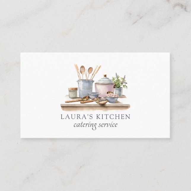 Tarjeta De Visita Cocina Rustic Watercolor (Anverso)