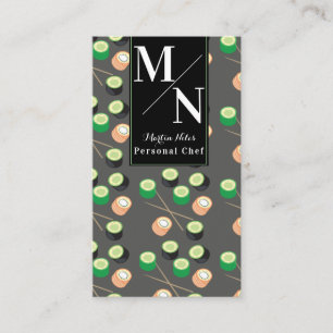 Tarjeta De Visita Cocina sushi asiática cocinada con comida casera