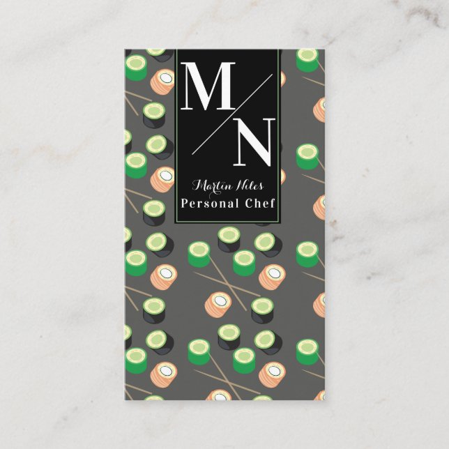 Tarjeta De Visita Cocina sushi asiática cocinada con comida casera (Anverso)