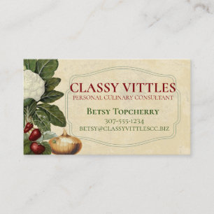 Tarjeta De Visita Cocina vintage-vegetal