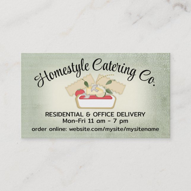 Tarjeta De Visita Cocinando la lasaña vegetariana de verduras, la so (Anverso)