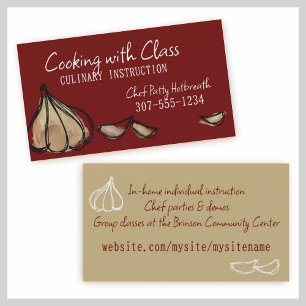 Tarjeta De Visita Cocinero de los clavos de ajo que cocina el
