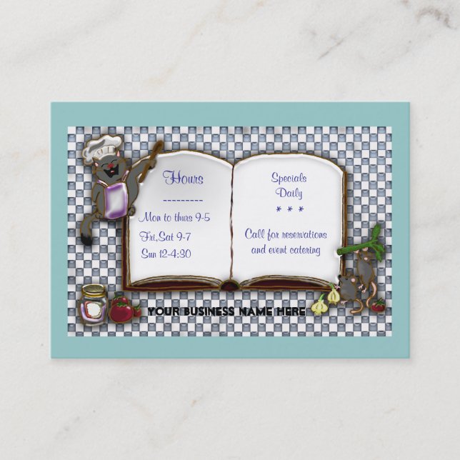 Tarjeta De Visita cocinero del gato (Anverso)