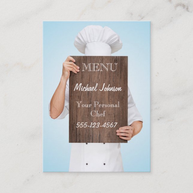 Tarjeta De Visita cocinero personal del cocinero que cocina al varón (Anverso)