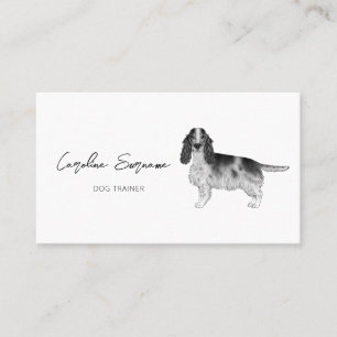 Tarjeta De Visita Cocker Spaniel en negro y blanco y texto personali