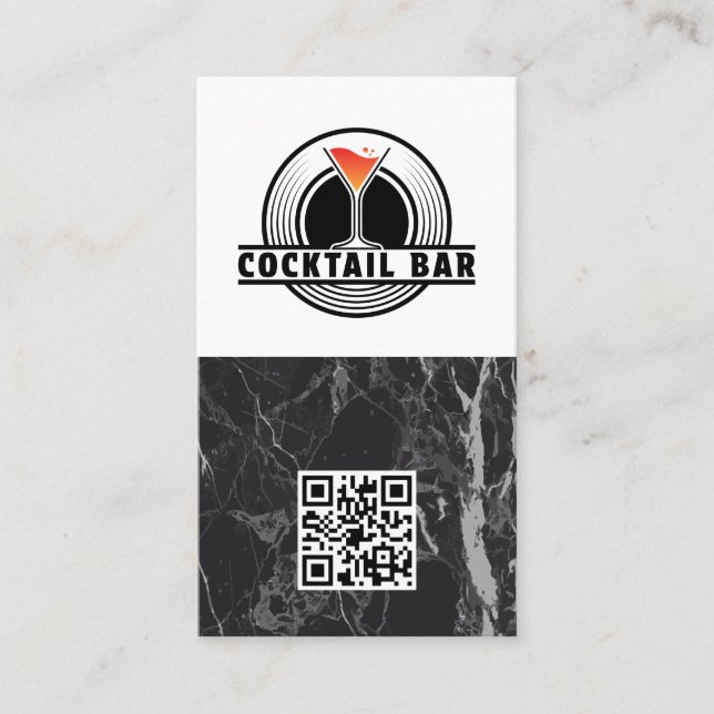 Tarjeta De Visita Cocktail Bar Logo Graphic | QR Code (Anverso)