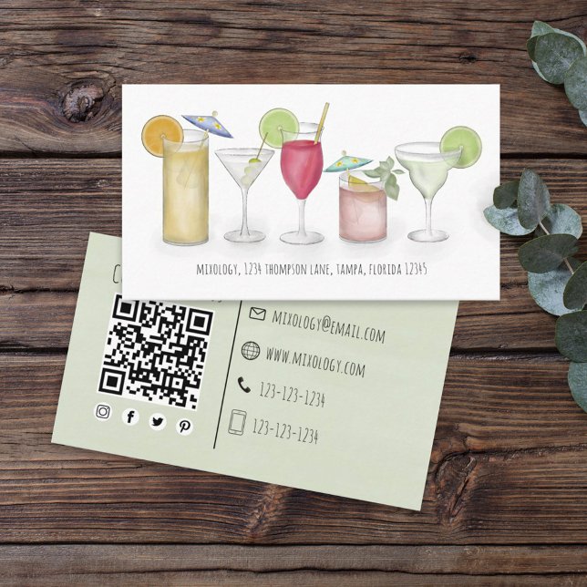 Tarjeta De Visita Cocktails acuarelas simples Bebe Diversión caprich (Subido por el creador)
