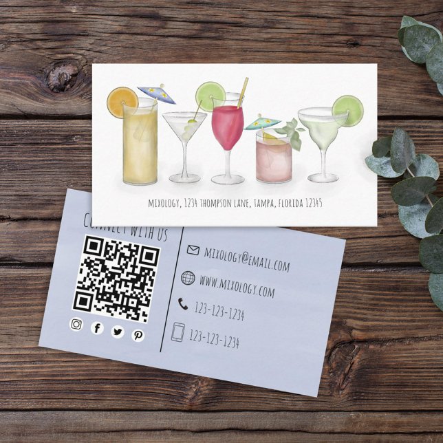 Tarjeta De Visita Cocktails acuarelas simples Bebidas Diversión capr (Subido por el creador)