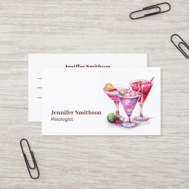 Tarjeta De Visita Cocktails de eventos de barman mixólogo (Anverso/Reverso In Situ)