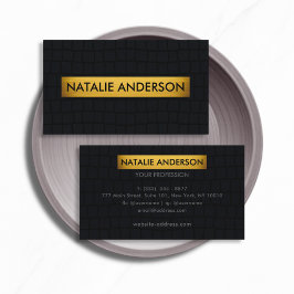 Tarjeta De Visita Cocodrilo de Lujo Negro y Dorado Personalizado