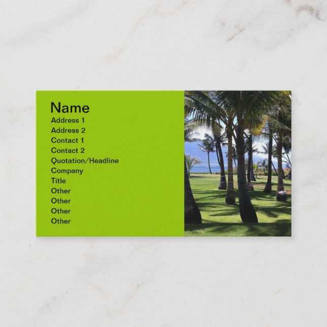 Tarjeta De Visita Coconut Palms Nui Hawaii (Anverso)
