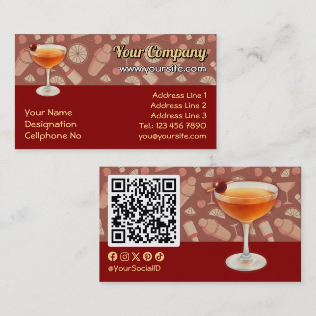 Tarjeta De Visita Cóctel Manhattan (Anverso / Reverso)