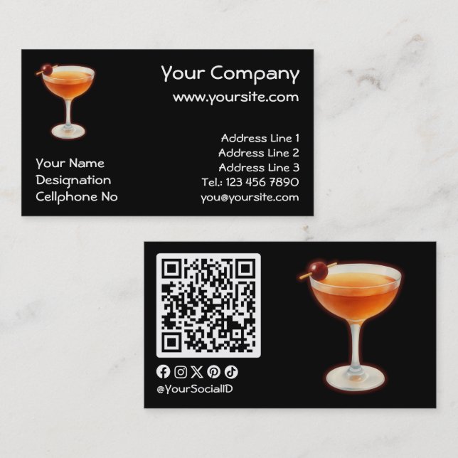 Tarjeta De Visita Cóctel Manhattan (Anverso / Reverso)