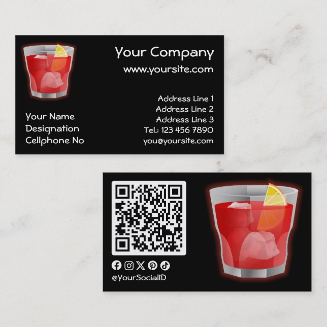 Tarjeta De Visita Cóctel Negroni (Anverso / Reverso)