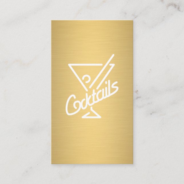 Tarjeta De Visita Cócteles / Bartender (Gold Metallic) (Anverso)