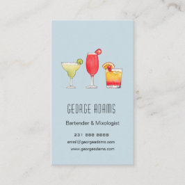 Tarjeta De Visita Cócteles bebidas mezcladas acuarela barman