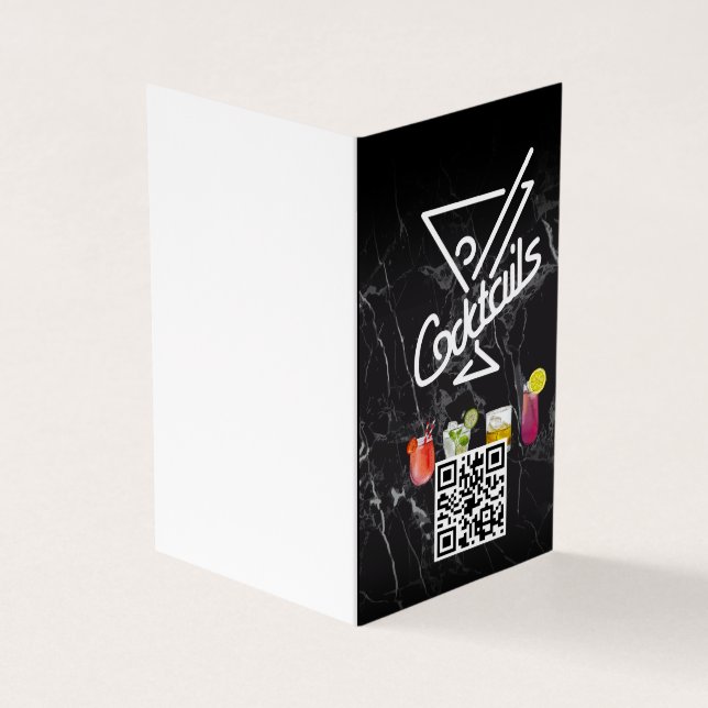 Tarjeta De Visita Cócteles | Código QR | Añadir Personalizado (Exterior)