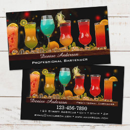 Tarjeta De Visita Cócteles coloridos Profesionales Bartender