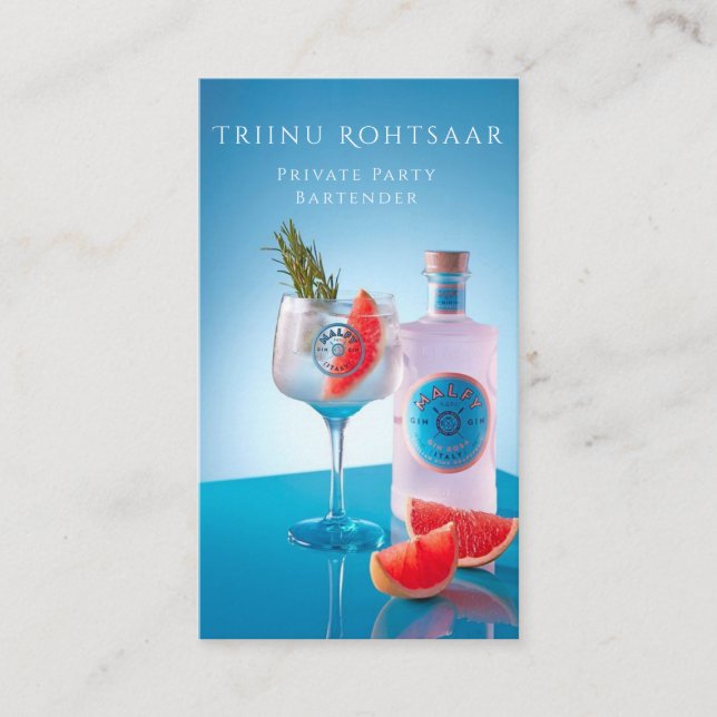 Tarjeta De Visita Cócteles de Bartender, Fiesta privado (Anverso)