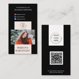 Tarjeta De Visita Cód. QR estilo moderno Rubor & Black Makeup