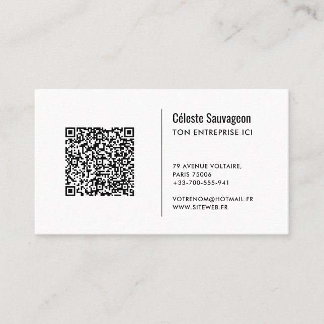 Tarjeta De Visita Code QR - Modèle de carte de visite  (Anverso)