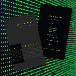 Tarjeta De Visita Código Binario Verde Computadora Tecnológica Moder
