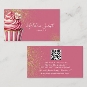 Tarjeta De Visita Código de barras de cupcakes glitter de panadería 