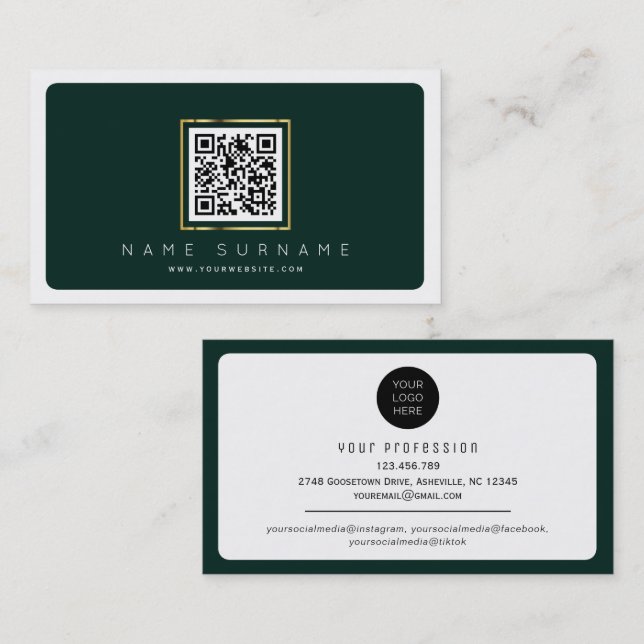 Tarjeta De Visita Código de barras moderno código qr medios sociales (Anverso / Reverso)