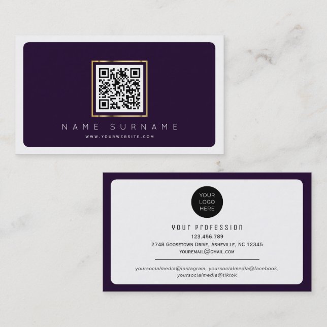 Tarjeta De Visita Código de barras moderno código qr medios sociales (Anverso / Reverso)